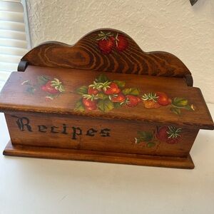 No longer for sale Rustic Wooden Recipe Box with Strawberry Motif